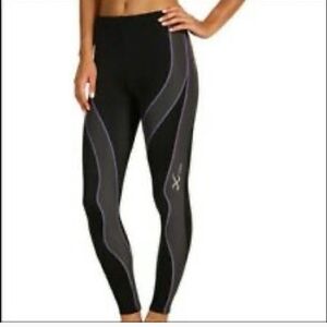 CWX PerformX Tights Black Gray Compression Leggings Drawstring 3/4 Length M